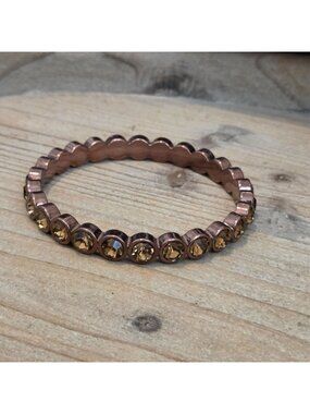 RJ Graziano Rose Gold Tone CZ Stone Inlay 7" Bangle Bracelet